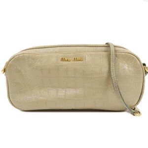 MIU MIU Patent Leather Shoulder Bag Beige Vintage